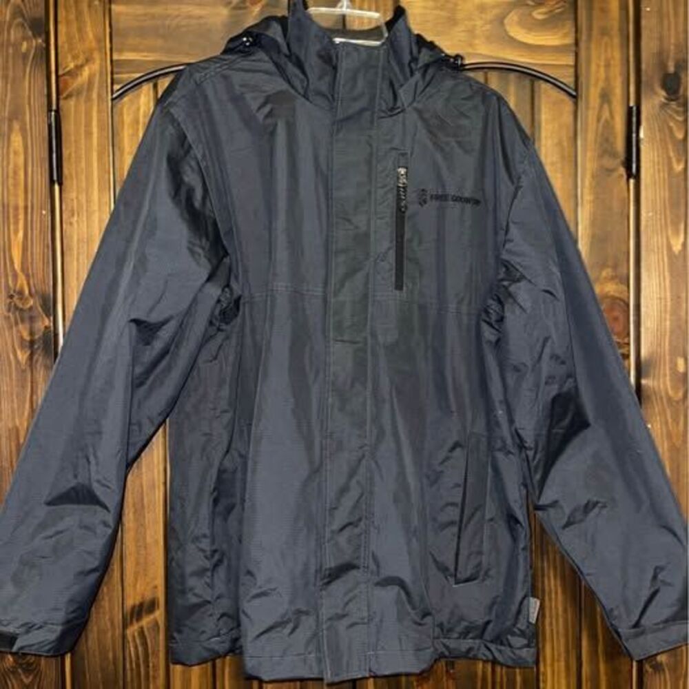 Large Men’s Free Country Ski Jacket Hooded Black Heavy